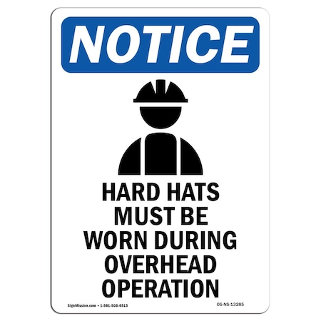 Signmission OSHA Sign, Hard Hats Must With, 24in X 18in Decal, 18" W, 24" H, Portrait, OS-NS-D-1824-V-13285 OS-NS-D-1824-V-13285